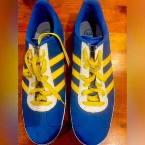 Adidas blue and yellow sneakers